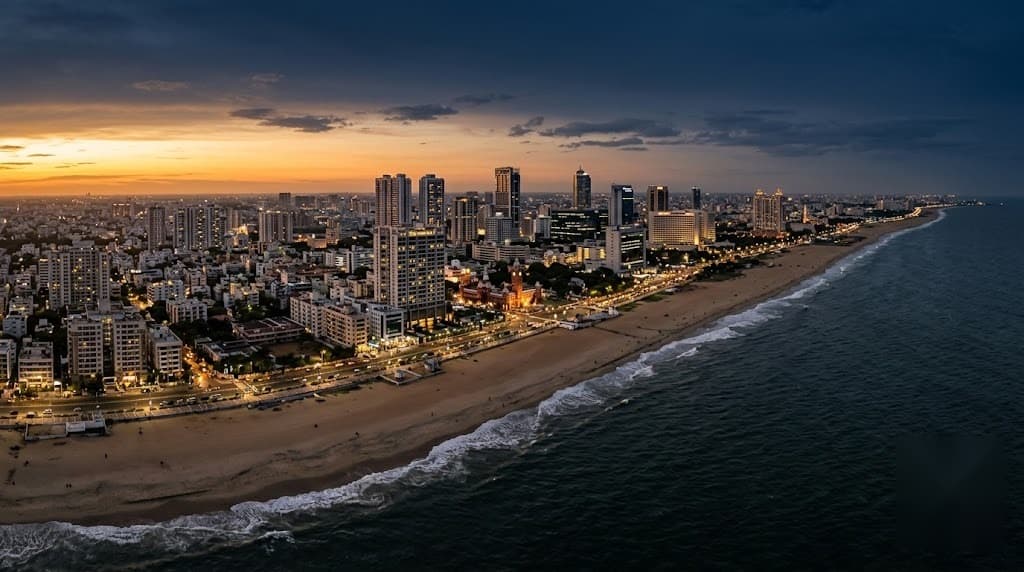Aerial view of a coastline